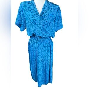 Samantha Stevens Petites Rockabilly Vintage Polkadot Belted Secretary Dress